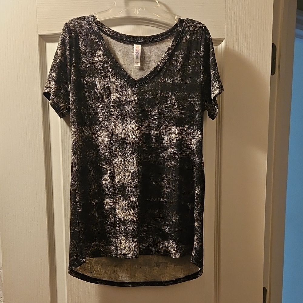 LuLaRoe Christy T Black and White V-Neck Women's Top